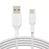 Belkin USB-A to USB-C Cable Braided 0.15M White